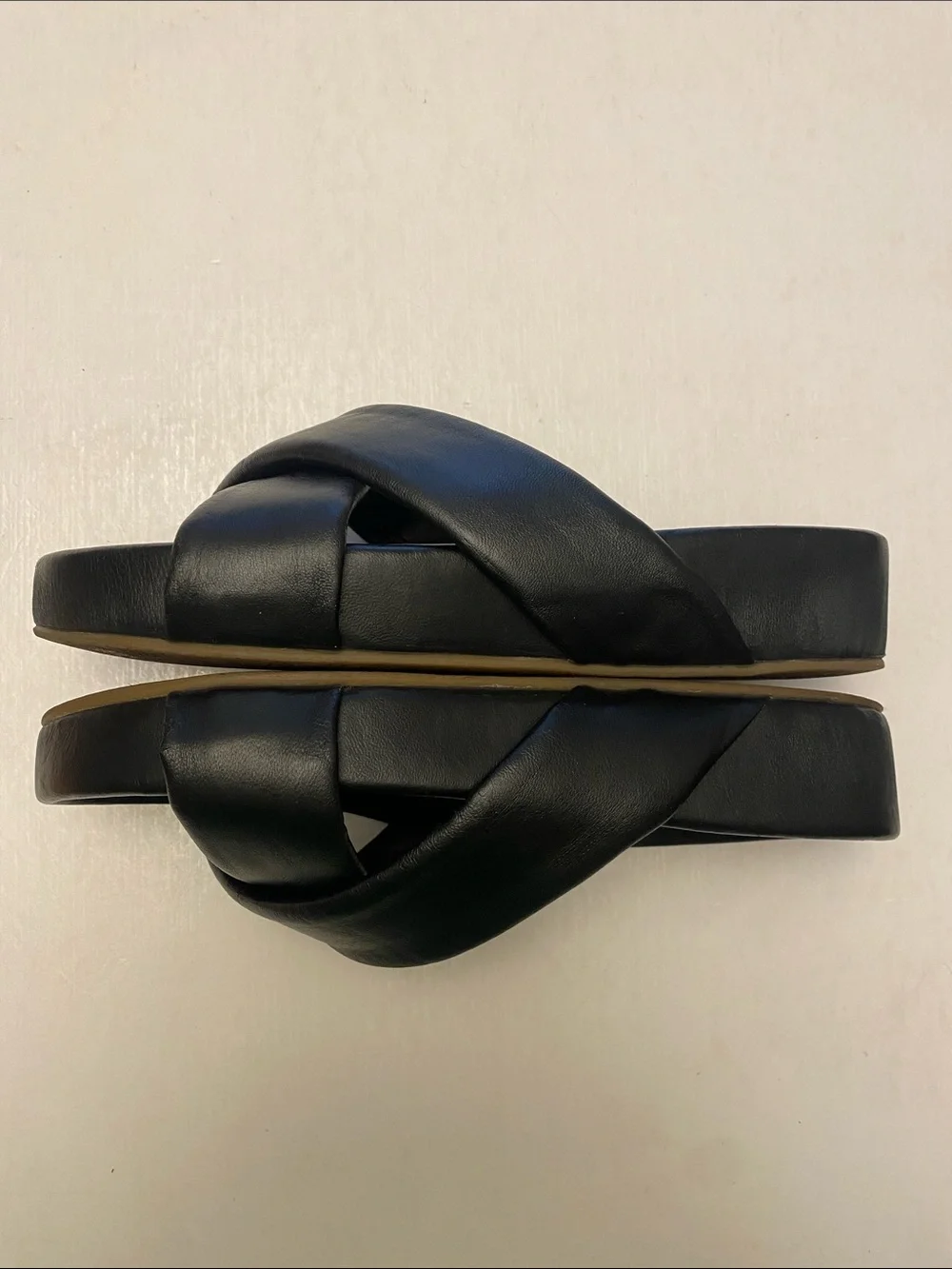 beek Black Crisscross Leather Slide Sandals Size 10